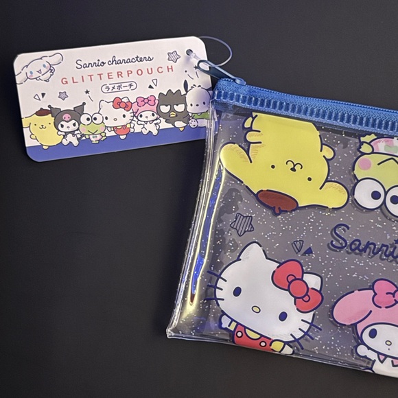 Sanrio Characters Glitter Zippered Pouch Hello Kitty My Melody Kuromi + Friends - Picture 2 of 7